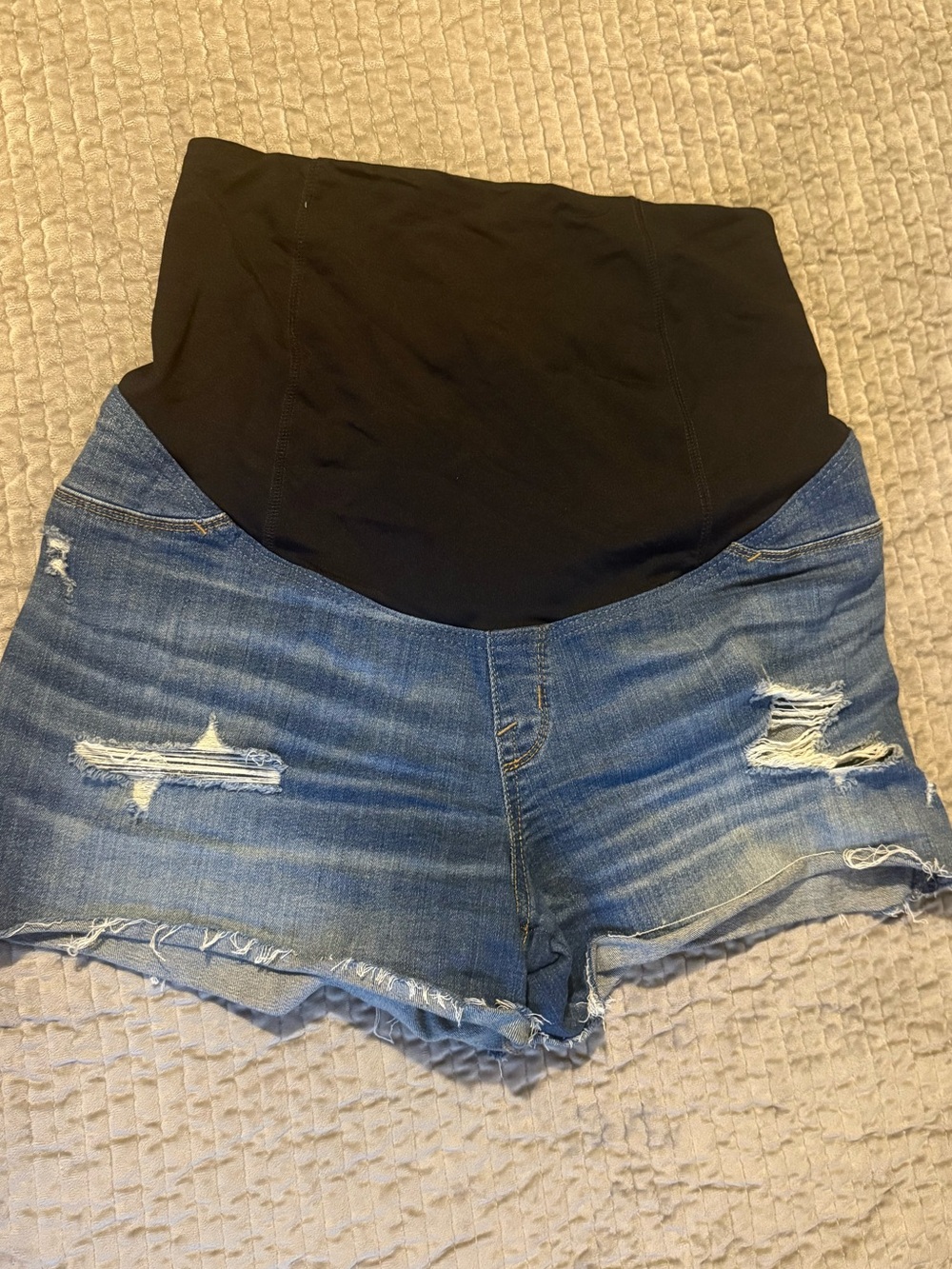 Maternity Denim Shorts with Black Overband
